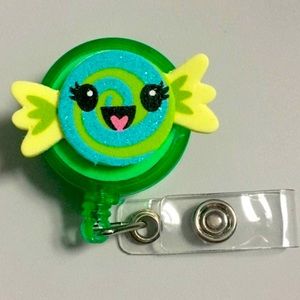 Green Candy Badge Reel Key Card Holder
